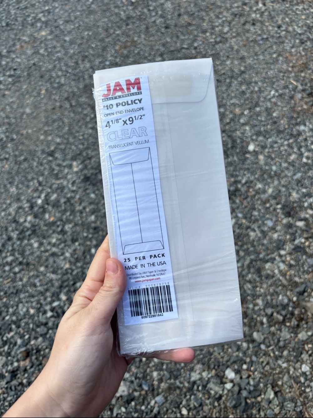 JAM Clear Translucent Vellum Open-End Envelopes - 4 1/8" x 9 1/2" - Pack of 25